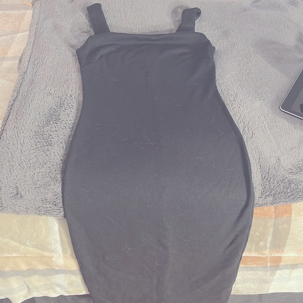 Black thick strap midi dress